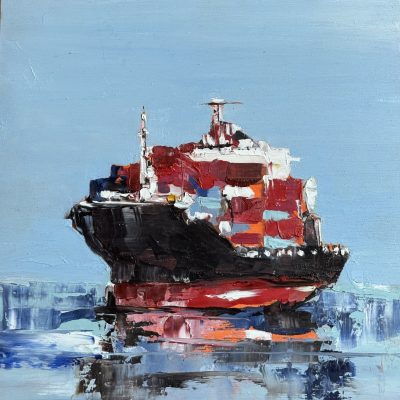 Container ship at Anchor